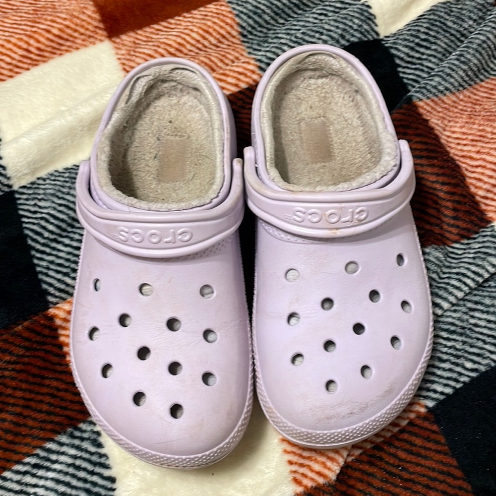 Purple Fuzzy Crocs